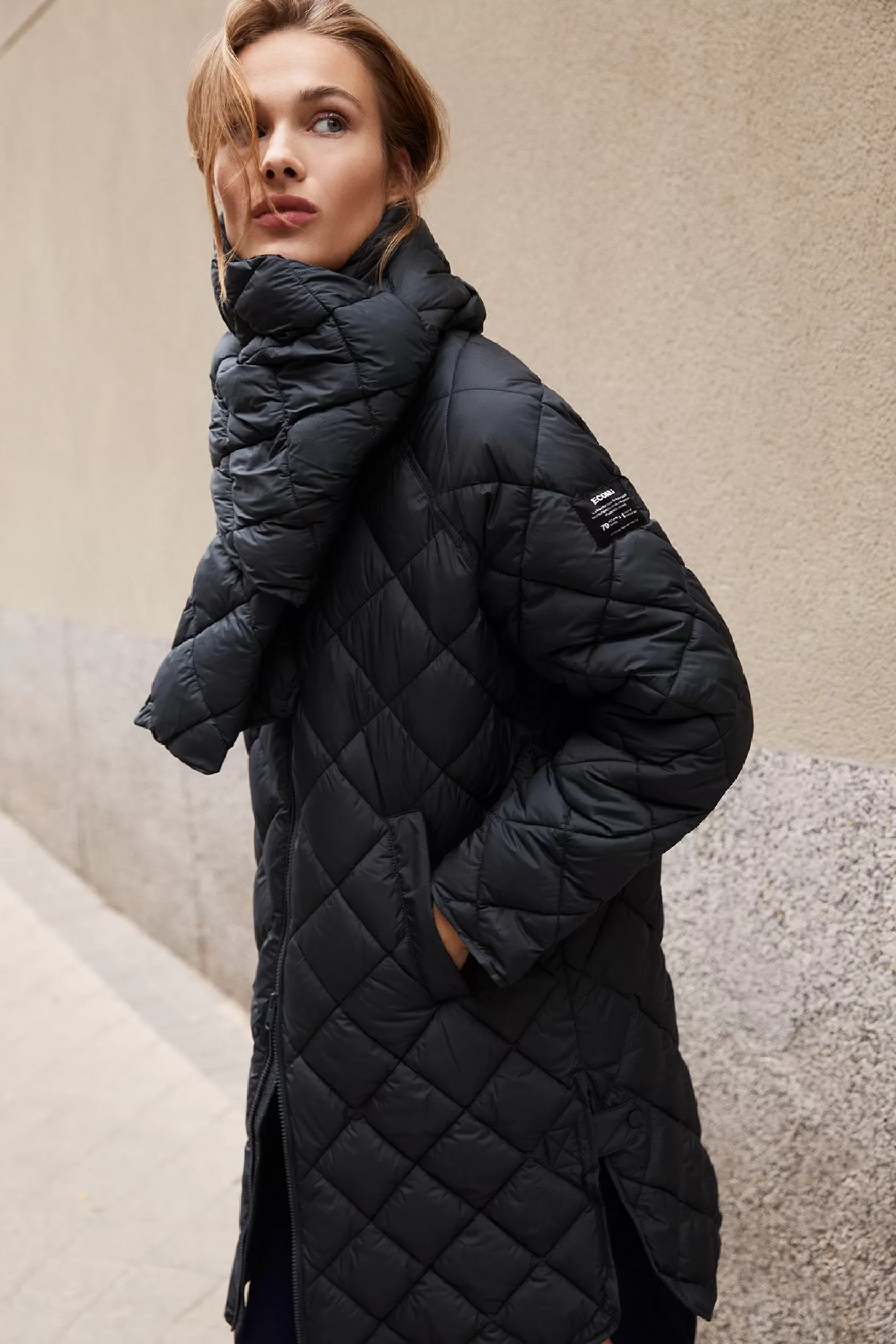 Abrigos y Chaquetas*Ecoalf ABRIGO CON BUFANDA MONTGO NEGRO black