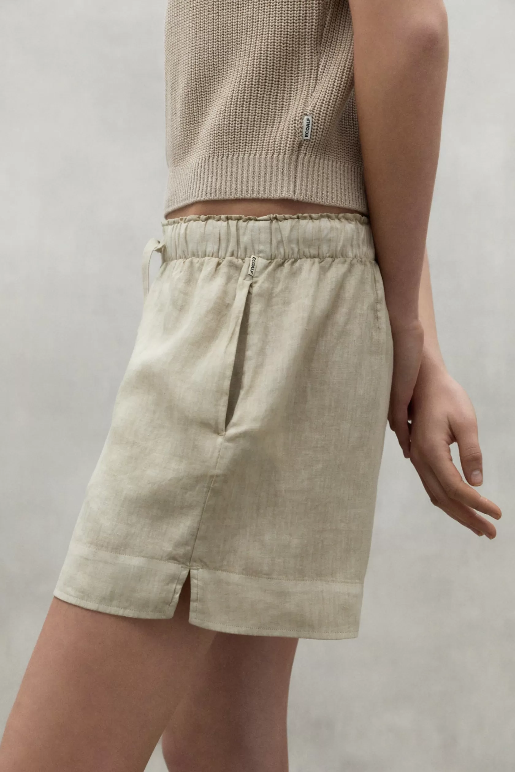 Pantalones*Ecoalf BEIGE DEVA LINEN SHORTS whitesand
