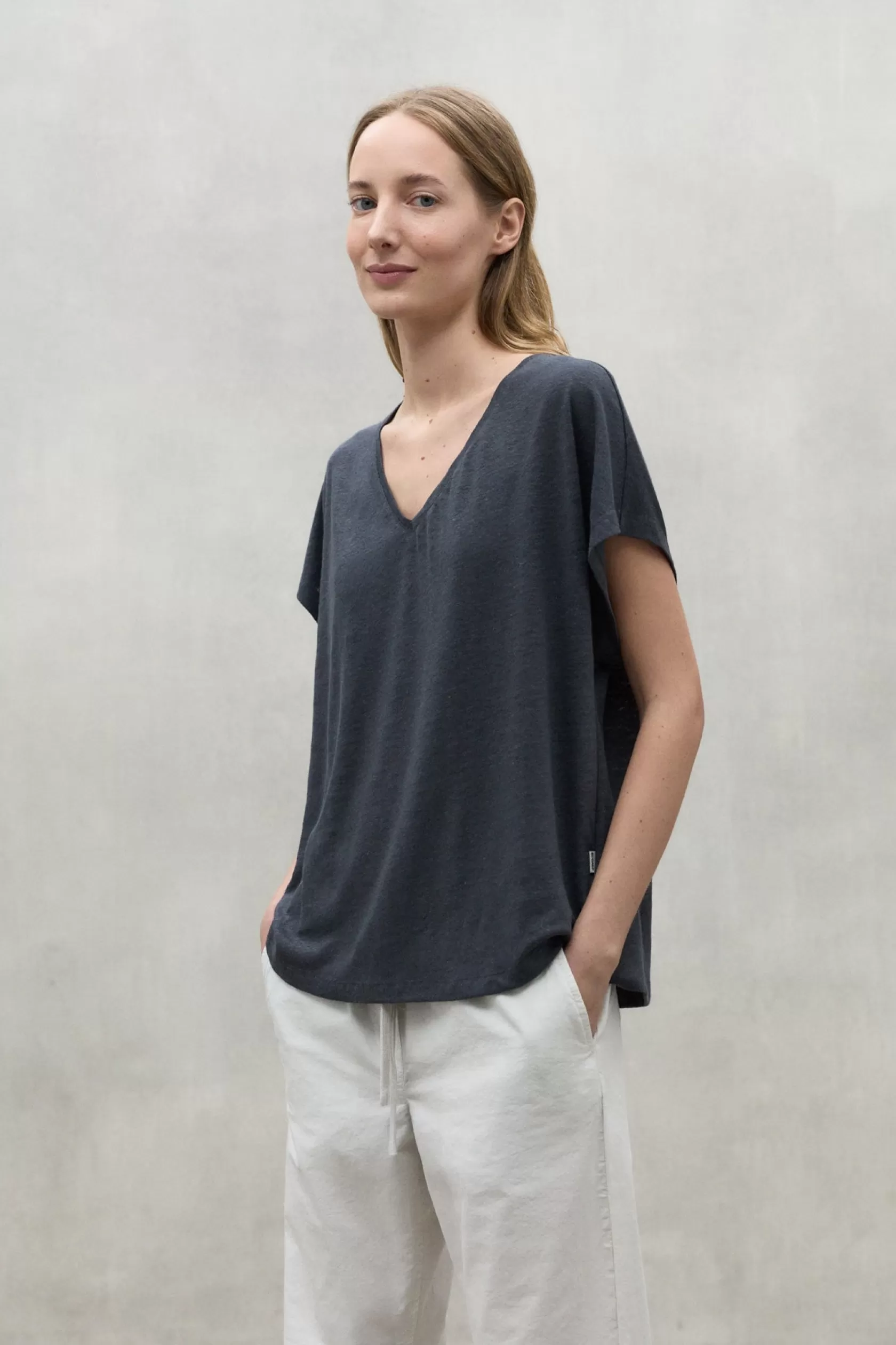 Camisetas*Ecoalf ARENDAL LINEN T-SHIRT caviar