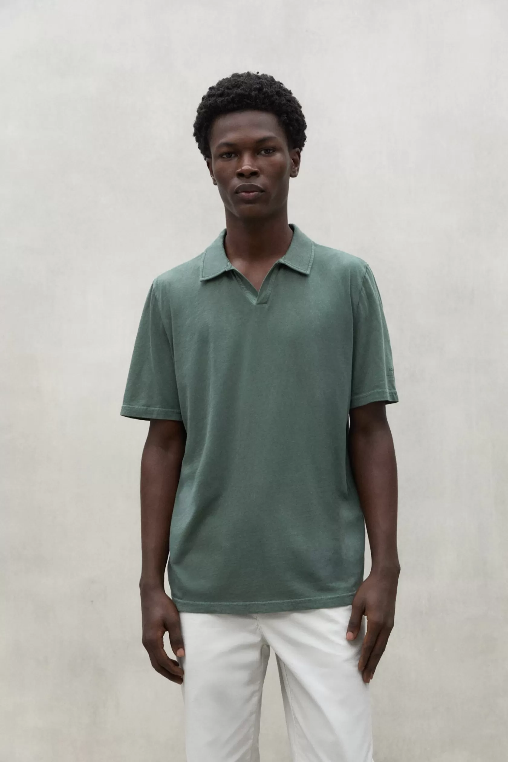Polos*Ecoalf GREEN ENZO JERSEY POLO SHIRT cactus