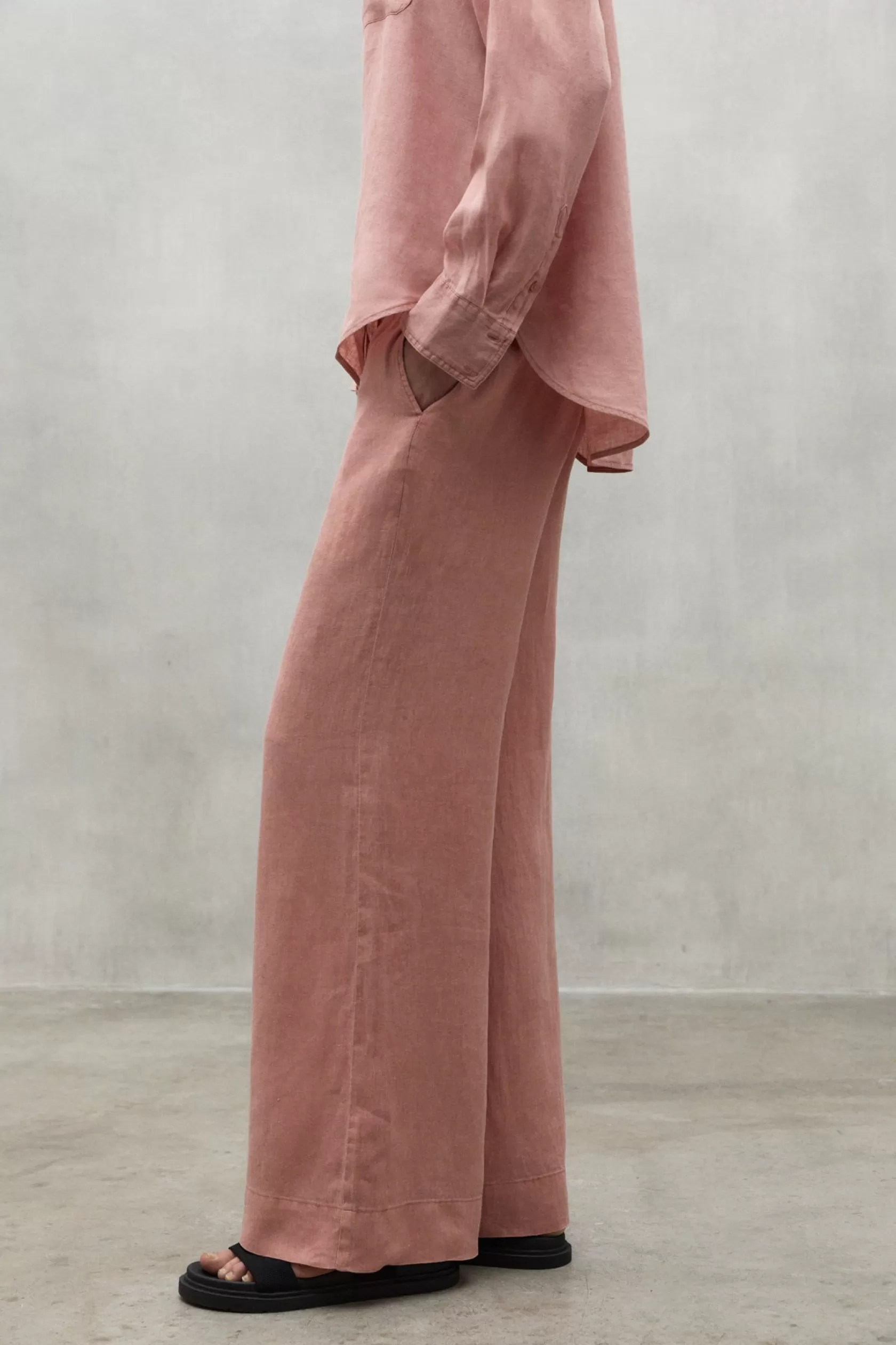 Pantalones*Ecoalf PINK MOSA LINEN TROUSERS dusty rose