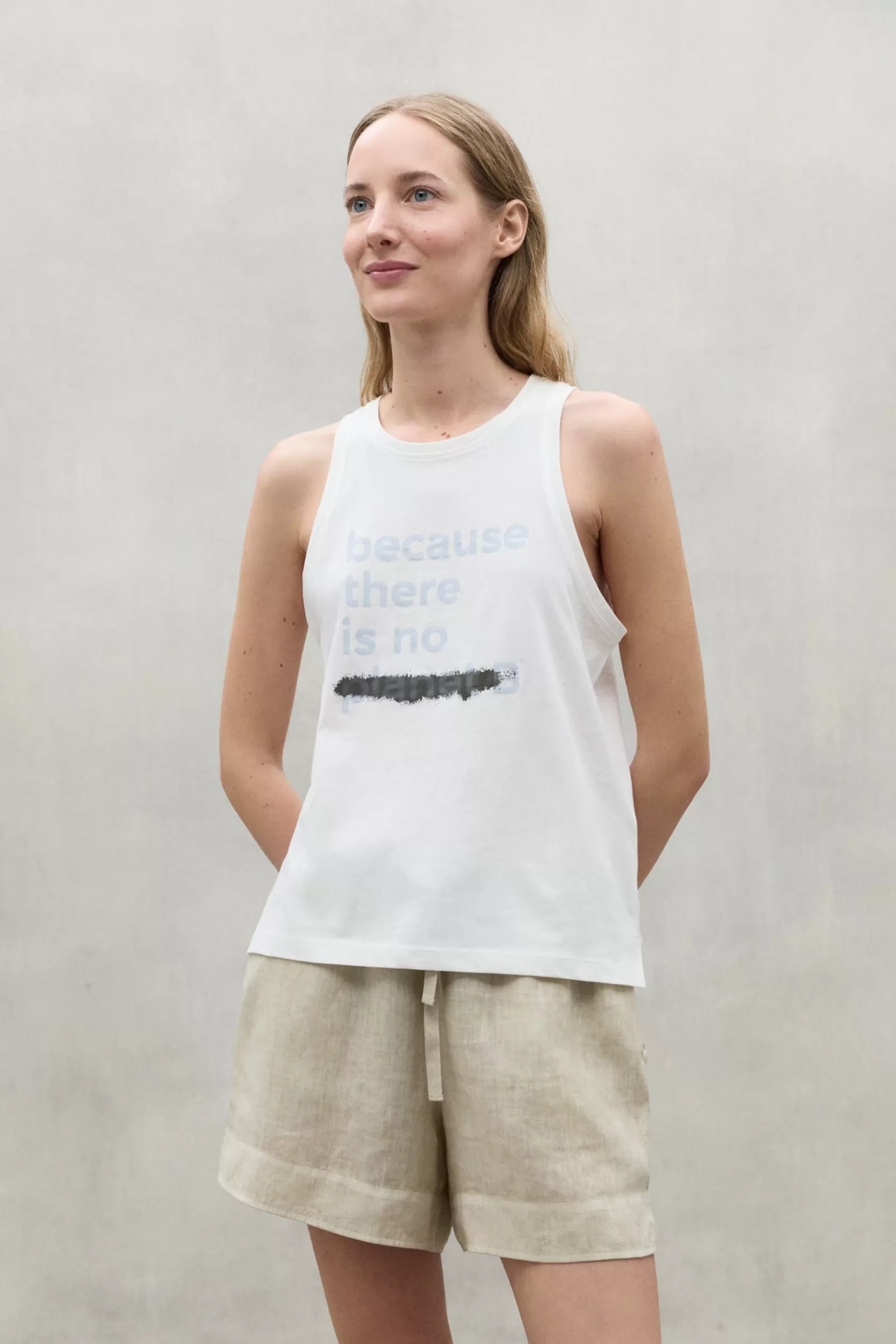 Camisetas*Ecoalf WHITE UNDERLINED T-SHIRT dusty mauve